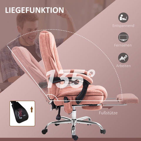 Rootz Massage Office Chair - Ergonomic Desk Chair - Pink Rolling Chair - Massage & Comfort - 67cm x 72cm x 111-119cm