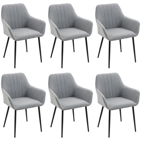 Rootz 6 Piece Set Upholstered Chairs - Dining Chairs - Ergonomic Chairs - Comfortable Seating - 59.5cm x 56.5cm x 81cm