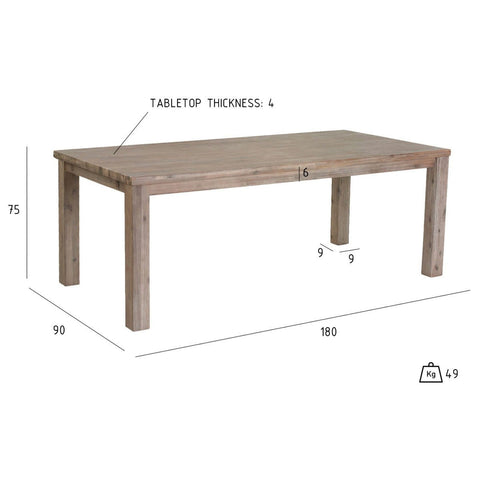 Rootz Expandable Dining Table - Extendable Table - Solid Acacia Wood - Elegant Finish - Durable Construction - Classic Style - 180cm x 90cm x 75cm