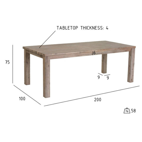 Rootz Dining Table - Expandable Table - Extendable Table - Solid Acacia Wood - Elegant & Versatile - Durable Construction - 200cm x 100cm x 75cm