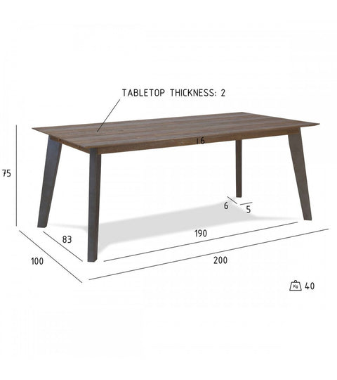 Rootz Dining Table - Modern Table - Extendable Table - Solid Acacia Wood - Durable & Spacious - Contemporary Design - 200cm x 100cm x 75cm