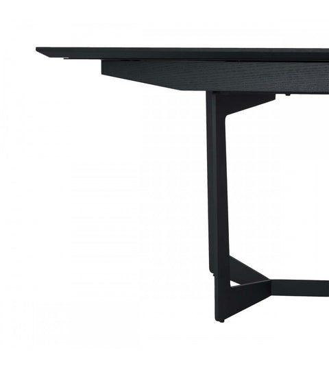 Rootz Dining Table - Expandable Table - Modern Dining Table - Black Lacquered Oak Veneer - Durable & Sophisticated - 200/250cm x 100cm x 76cm