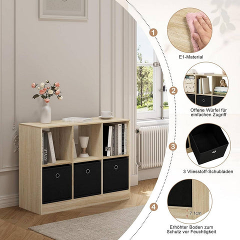 Rootz Modern Cube Shelf Bookcase - Storage Organizer - Display Cabinet - Durable & Water-Resistant - Ample Storage - Versatile Design - 80cm x 60cm x 30cm