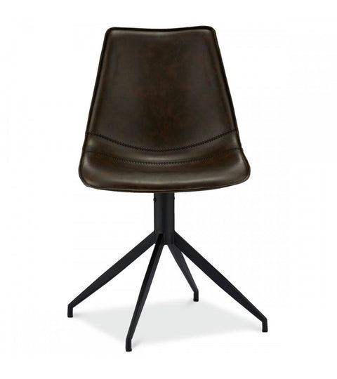 Rootz Dining Chair - Modern Chair - Swivel Chair - Stylish Black Faux Leather - Comfortable High-Density Foam - Durable Metal Frame - Easy to Clean - 47cm x 55cm x 84cm