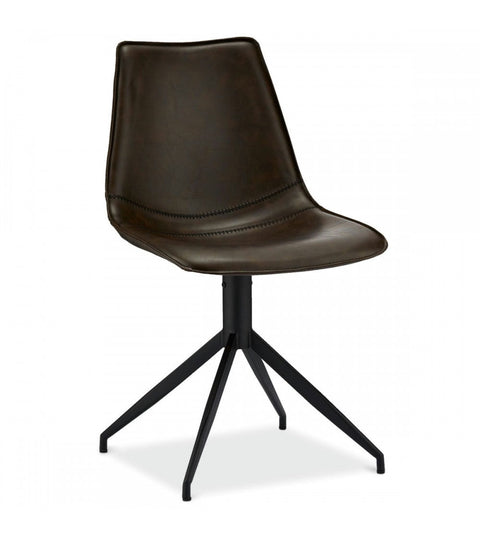 Rootz Dining Chair - Modern Chair - Swivel Chair - Stylish Black Faux Leather - Comfortable High-Density Foam - Durable Metal Frame - Easy to Clean - 47cm x 55cm x 84cm