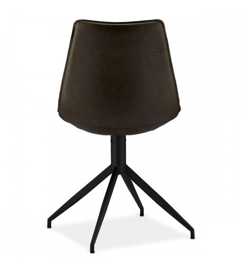 Rootz Dining Chair - Modern Chair - Swivel Chair - Stylish Black Faux Leather - Comfortable High-Density Foam - Durable Metal Frame - Easy to Clean - 47cm x 55cm x 84cm