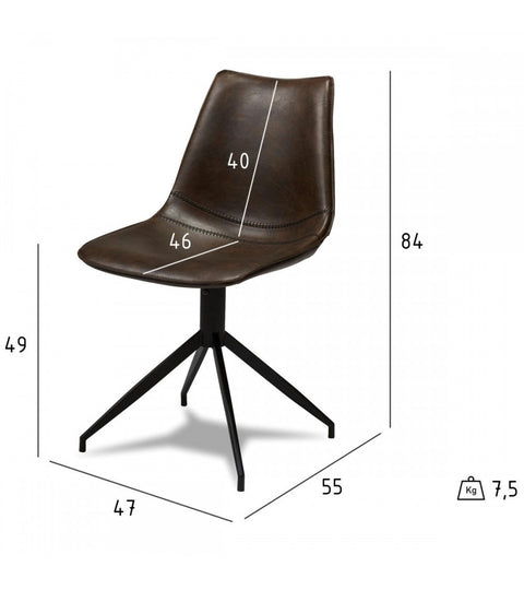 Rootz Dining Chair - Modern Chair - Swivel Chair - Stylish Black Faux Leather - Comfortable High-Density Foam - Durable Metal Frame - Easy to Clean - 47cm x 55cm x 84cm