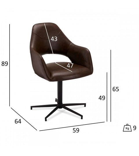 Rootz Dining Chair - Modern Dining Chair - Swivel Chair - Exceptional Comfort - Durable & Stylish - Easy Maintenance - 59cm x 64cm x 89cm