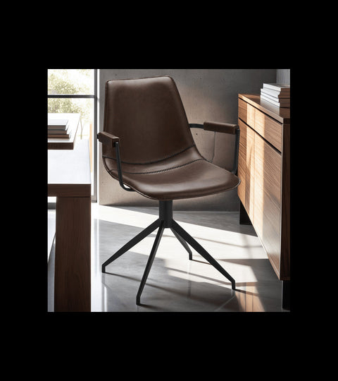 Rootz Dining Chair - Armchair - Swivel Chair - Comfortable, Durable, Easy Assembly - Faux Leather - 59cm x 57cm x 85cm