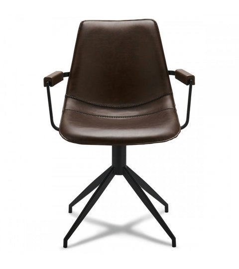 Rootz Dining Chair - Armchair - Swivel Chair - Comfortable, Durable, Easy Assembly - Faux Leather - 59cm x 57cm x 85cm