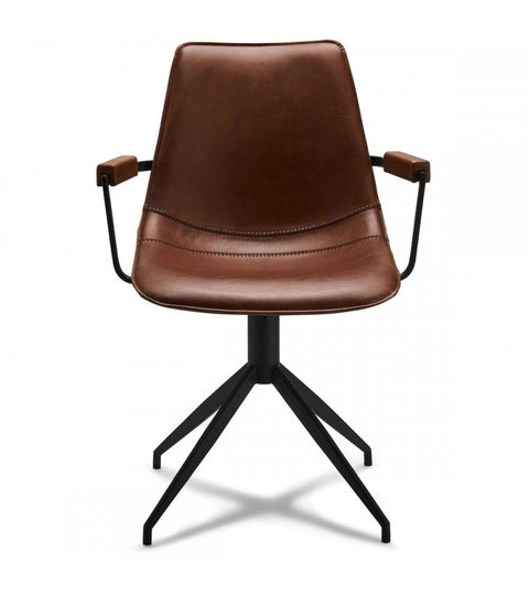 Rootz Dining Chair Set - Armchair - Swivel Chair - Stylish, Comfortable, Durable - 59cm x 57cm x 85cm - Metal and Faux Leather