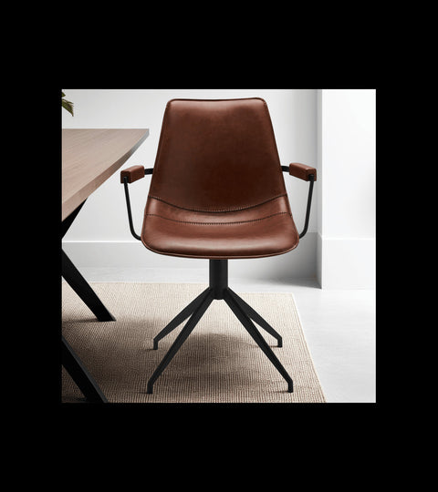 Rootz Dining Chair Set - Armchair - Swivel Chair - Stylish, Comfortable, Durable - 59cm x 57cm x 85cm - Metal and Faux Leather