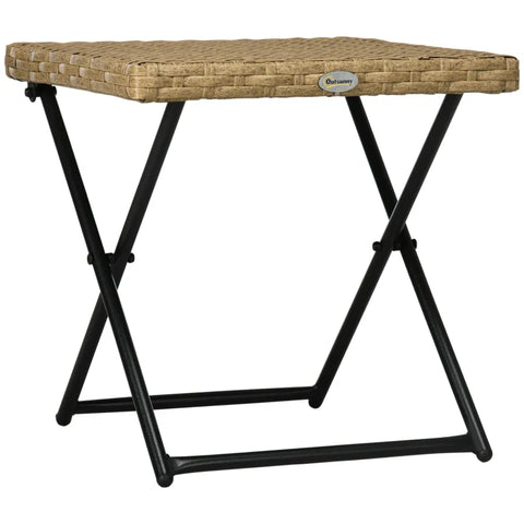 Rootz Garden Table - Polyrattan Balcony Table - Foldable - Steel Frame - Easy To Clean - Polyrattan - Natural - 40x40x40 cm