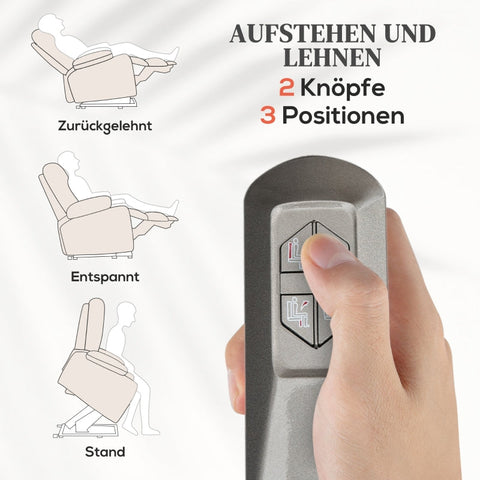 Rootz Risers Chair - Electric Lift Chair - Standing Aid - Push Button - Linen Look Fabric - 92cm x 87cm x 108cm