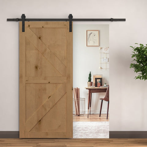 Rootz Rustic Sliding Door Hardware Kit - Barn Door Track - Carbon Steel - Space-Saving - 200cm x 4cm x 0.6cm - Stylish Home Upgrade