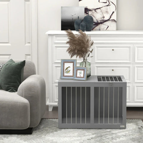 Rootz Hondenkooi - Hondentransportbox - Hondenhuis - 2 Deuren - Afsluitbaar - Staal - Gaas - Grijs - 80cm x 50cm x 56,5cm