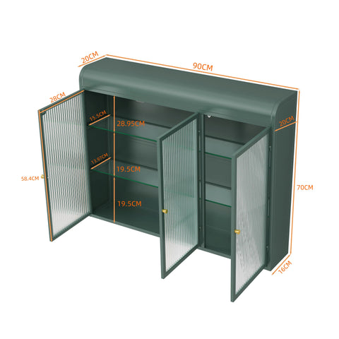Rootz 3-Door Wall Hanger - Glass Shelf - Elegant Storage - Versatile Design - 90cm x 20cm x 70cm - Adds Sophistication to Any Room