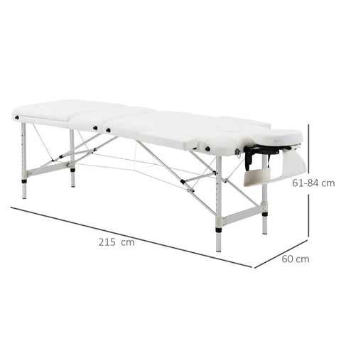 Rootz Folding Massage Table - Portable Spa Bed - Adjustable Therapy Table - Height-Adjustable - Sturdy Aluminum Frame - Comfortable Foam Padding - 215W x 60D x 61-84H cm