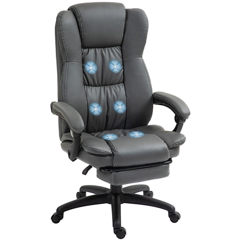 Rootz Adjustable Swivel Chair - Office Chair - Ergonomic Recliner - Massage Function - Faux Leather - 68.5x68.5x113-121cm