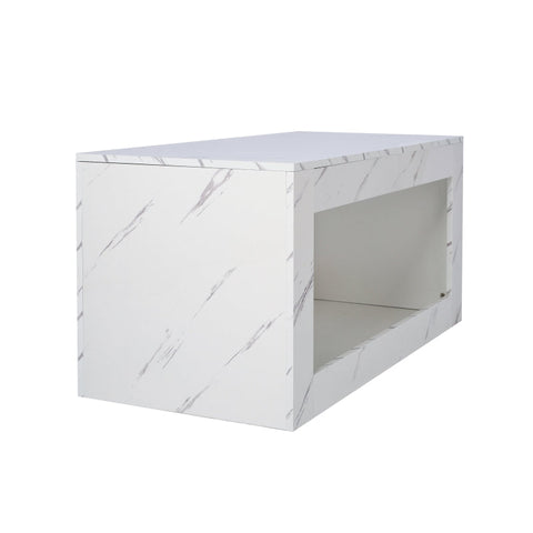 Rootz High-Gloss Coffee Table - Marble-Effect Table - App-Controlled LED - Luxurious & Durable - 100L x 50W x 50H cm