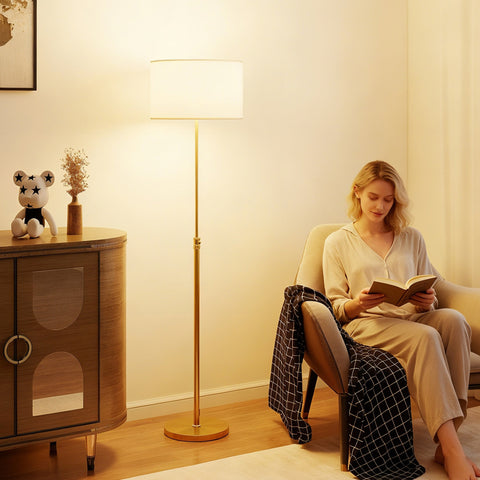 Rootz Floor Lamp Gold – Standing Lamp – Adjustable Height Lamp – Remote Control, Dimmable – Custom Lighting – Ø40 x 133-168H cm