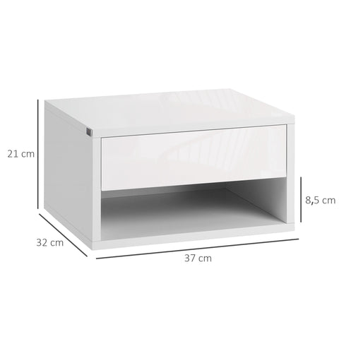 Rootz Set of 2 Wall Bedside Tables - Nightstands - Floating Tables - Space-Saving Design - 37W x 32D x 21H cm White