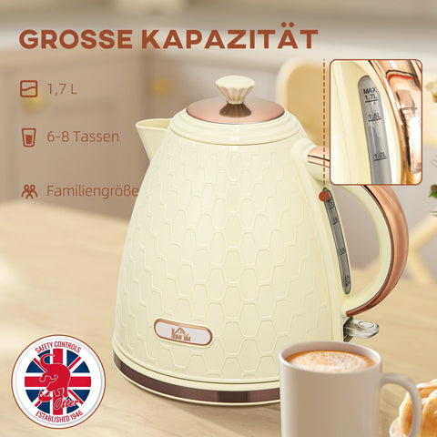 Rootz Quick Cooker Kettle - 2200W Electric Pot - Instant Boiling - Safe & Efficient - 24.2cm x 19.4cm - Brown