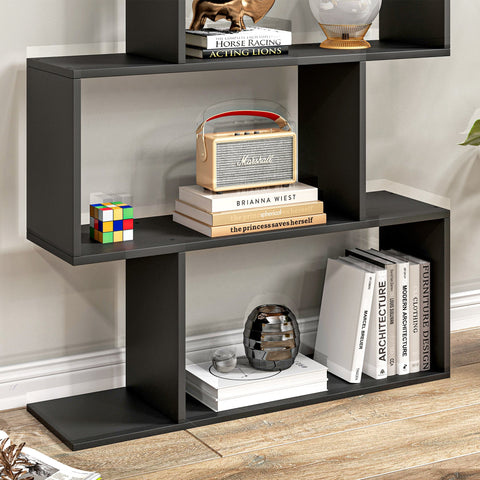 Rootz Zigzag Design Bookcase - Bookshelf - Storage Unit - Elegant & Spacious - 80W x 23D x 192H cm