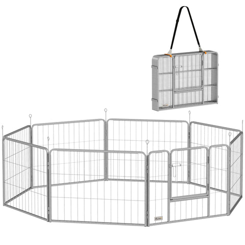 Rootz Pet Enclosure Dog Fence - Pet Playground - Customizable Dog Playpen - Stainless Steel - 160cm x 160cm x 60cm