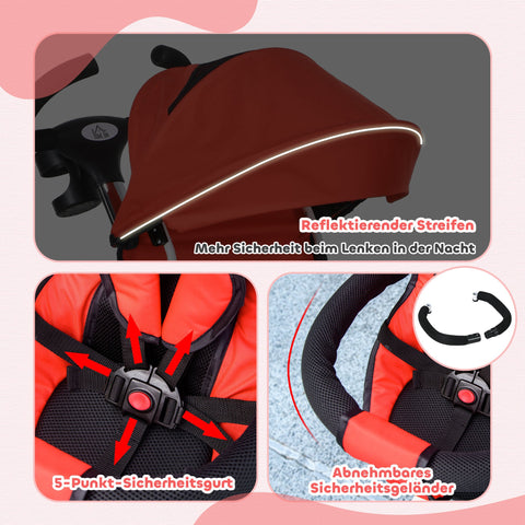 Rootz 6-in-1 Children's Trike - Kids Tricycle - Toddler Bike - Grows with Child - 112cm x 50cm x 104cm - Red