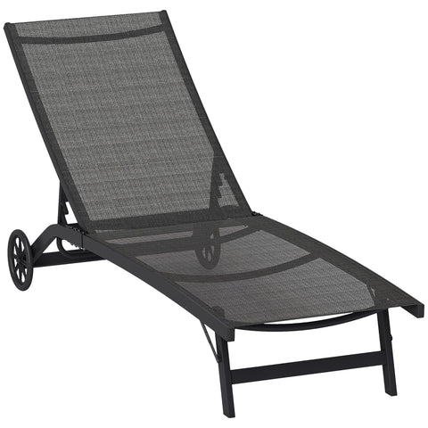 Rootz Sun Lounger - Adjustable Recliner - Outdoor Chaise - Breathable Fabric - 195cm x 66cm x 34cm