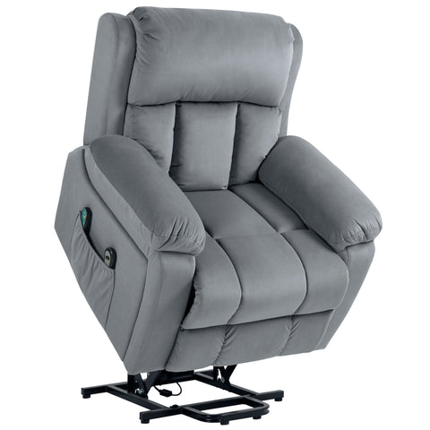 Rootz Electrical Uphill Recliner - Massage Chair - Heated Chair - Relaxation & Comfort - 90cm x 95cm x 103cm - Synthetic Grey Fabric