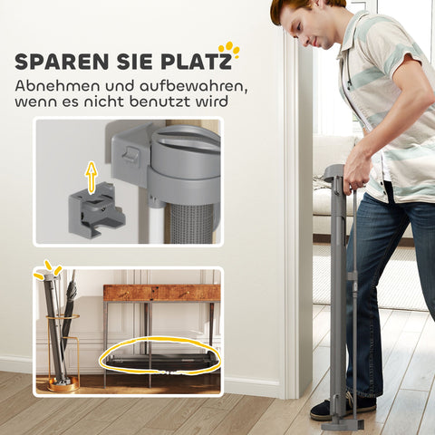 Rootz Stair Protection Grille - Pet Safety Gate - Door Barrier - Protects Pets - 142cm x 10cm x 87cm - Grey