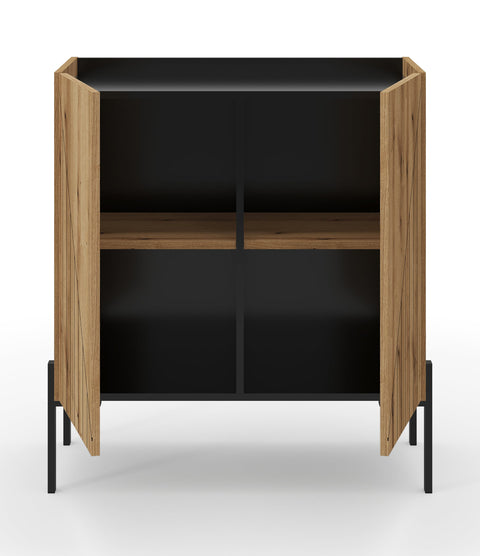 Rootz Chest of Drawers - Storage Cabinet - Dresser - Easy-Care Surfaces - 80x91x40 cm - Brown and Black