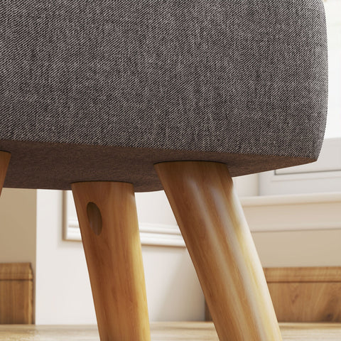 Rootz Grey Foot Stools - Upholstered Ottomans - Footrests - Supports Up to 110kg - 27cm x 27cm x 26cm - Wooden Legs