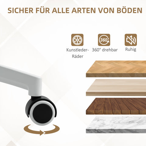 Rootz Height-Adjustable Desk Chair - Swivel Chair - Office Chair - Ergonomic Comfort - 65cm x 64cm x 88-98cm, White, Faux Leather