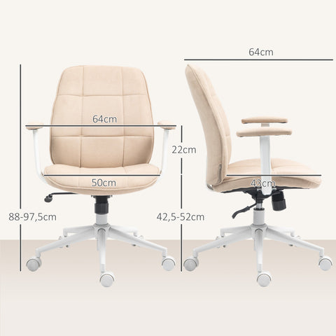 Rootz Ergonomic Office Chair - Desk Chair - Swivel Chair - Height Adjustable, 360° Rotation, Brown Linen - 64cm x 66cm x 88-97.5cm