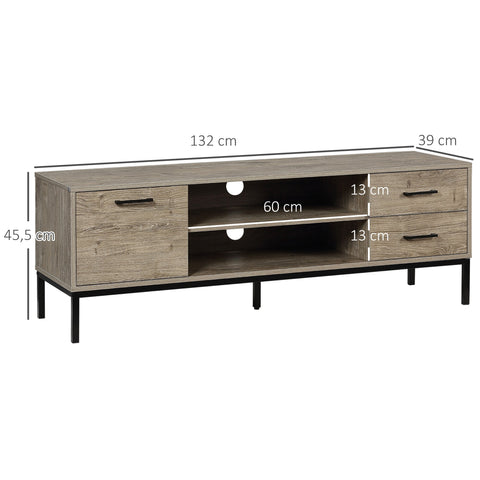 Rootz TV Cabinet - Entertainment Stand - Media Console - Elegant Design - 132 x 39 x 45.5 cm Black,  Brown