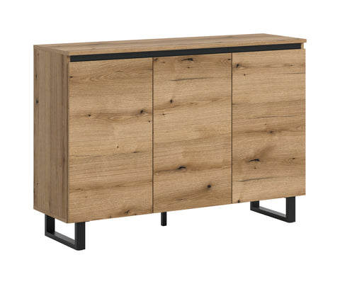 Rootz Sideboard - Brown Buffet - Black Accent Cabinet - Ample Storage - 120x84x36 cm