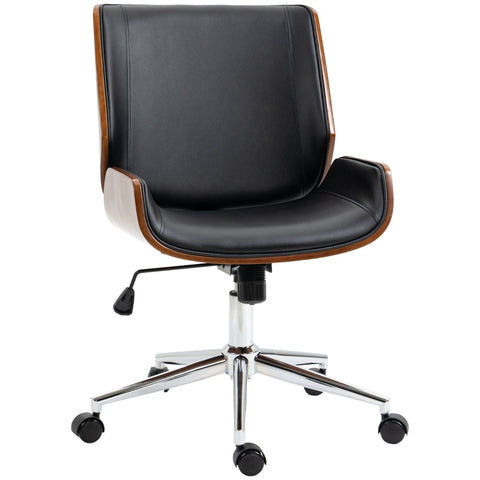 Rootz Vinsetto Desk Chair - Office Chair - Swivel Chair - Comfort & Style - Height Adjustable - Faux Leather - 53cm x 60cm x 86-96cm