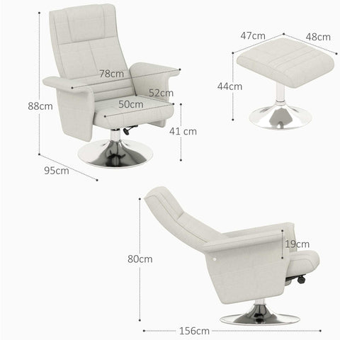 Rootz Massage Chair with Stool - Recliner - Relaxation Chair - 8-Point Vibration - 78cm x 95cm x 88cm