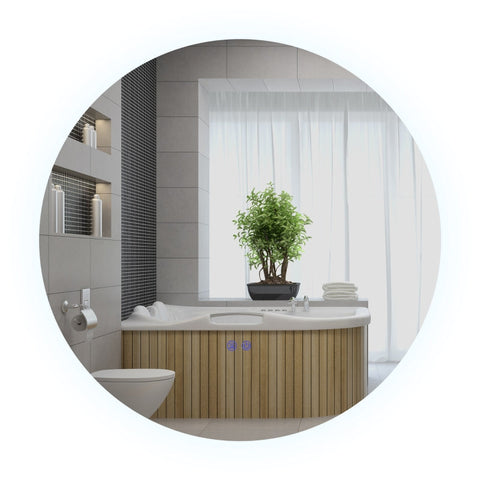 Rootz Round LED Bathroom Mirror - Wall Mirror - Backlit Mirror - Adjustable Brightness - Anti-Fog - Touch Switch - 70cm x 70cm x 3.5cm