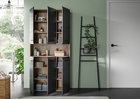 Rootz Multi-Purpose Cabinet - Storage Unit - Organizer - High-Quality MDF - 90x185x30 cm - Black and Brown