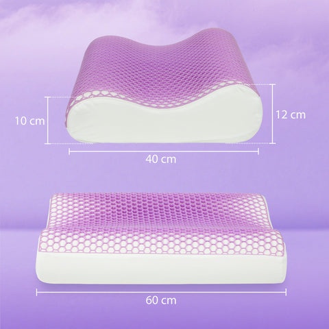 Rootz Memory Foam Pillow - Neck Support Pillow - Removable Cover Pillow - Ergonomic 2 Heights - 10/12cm