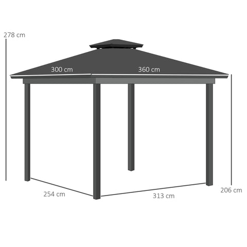Rootz Garden Pavilion - Outdoor Gazebo - Patio Canopy - UV Protection - 360cm x 300cm x 278cm