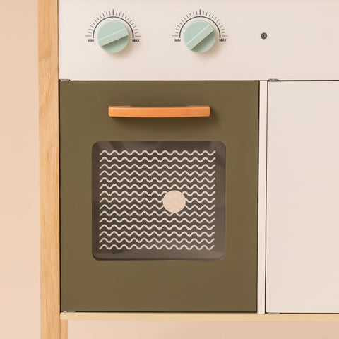 Rootz Wooden Play Kitchen for Toddlers Kids - Pretend Play Kitchen - Educational Toy Kitchen Set - Authentic Cooking Experience - Large Storage Space - 76 cm x 33 cm x 89 cm - Durable Wood