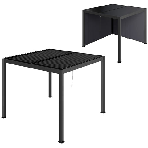 Rootz Aluminum Pergola - Bioclimatic Gazebo - Outdoor Shelter - Waterproof, Rust-Resistant, Hidden Drainage - 298cm x 298cm x 223.5cm