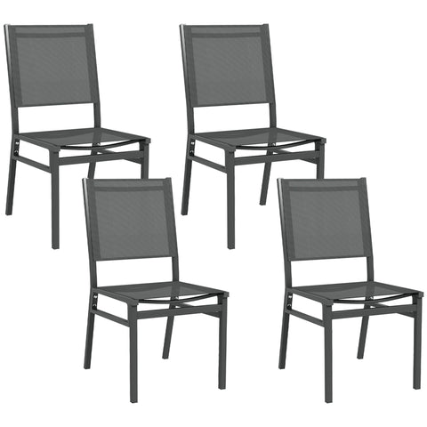 Rootz Set of 4 Aluminum Garden Chairs - Outdoor Chairs - Patio Seats - Comfort & Style - 44.5W x 60D x 87H cm