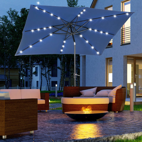 Rootz Garden Parasol - Sunshield - Tiltable LED Sunshade - Optimal Sun Protection - 268L x 205W x 248H cm