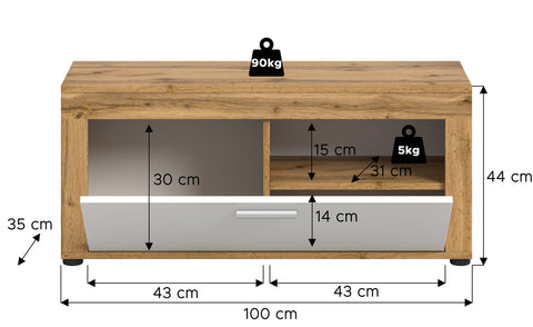 Rootz Shoe Storage Bench - Entryway Organizer - Hallway Furniture - White and Brown- 100x44x35 cm